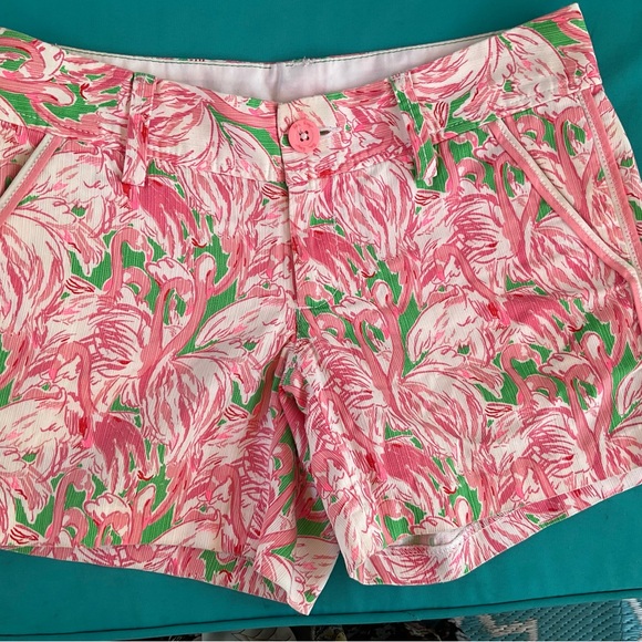Lilly Pulitzer Callahan Pink Flamingo 🦩 Shorts Whimsical Fun 🤩 Size 0. - Picture 4 of 6